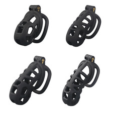 Male Chastity Cage Lock Device Kit W/ 4 Ring Virginity Device 4 Sizes Cobra US 