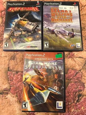 3 PS2 Game Bundle - SW Starfighter, Defender, Secret Weapons Over Normandy (CF)