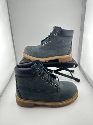 Timberland Youth Size UK 13 Premium 6 Inch Tie Up Boots Navy Blue Nubuck VGC