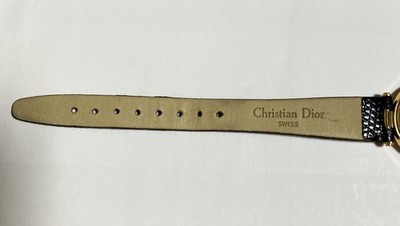 【美品】Dior 腕時計　SWISS 3005 リザードレザーベルト　希少 Christian Dior 3005 Swiss Quartz Black Dial Gold Women's Watch