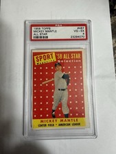 Topps 1958 Mickey Mantle #487 PSA 4 New York Yankees All Star Selection