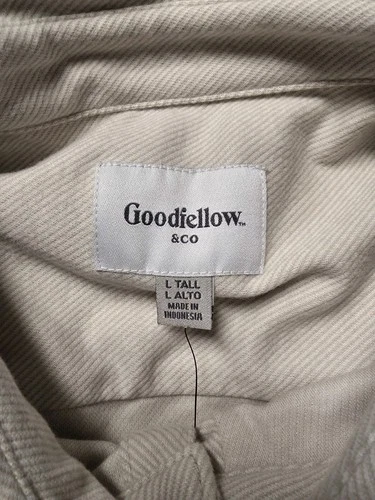 NWT Goodfellow & Co Mens L Tall Comfort Wear Shirt Jacket Shacket Cream Beige image 5