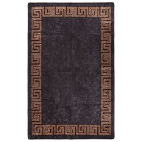 Teppich Waschbar 80X150 Cm Schwarz Und Golden Rutschfest