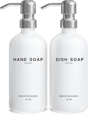 White Glass Hand  Dish Soap Dispenser Set by Modern Kitchen Soap Dispenser Set