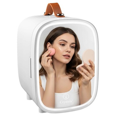 4L Mini Kühlschrank mit LED Spiegel Tragbar Kühler Wärmer Tischplatte Schlafzimmer Make-up
