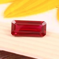 Natural 9.35 Ct Mozambique Pigeon Blood Red Ruby Long Emerald Cut Loose Gem