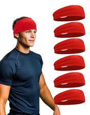6 Pack Sport Headbands for Men Women, Sweat Wicking Workout Sweatband, Bright