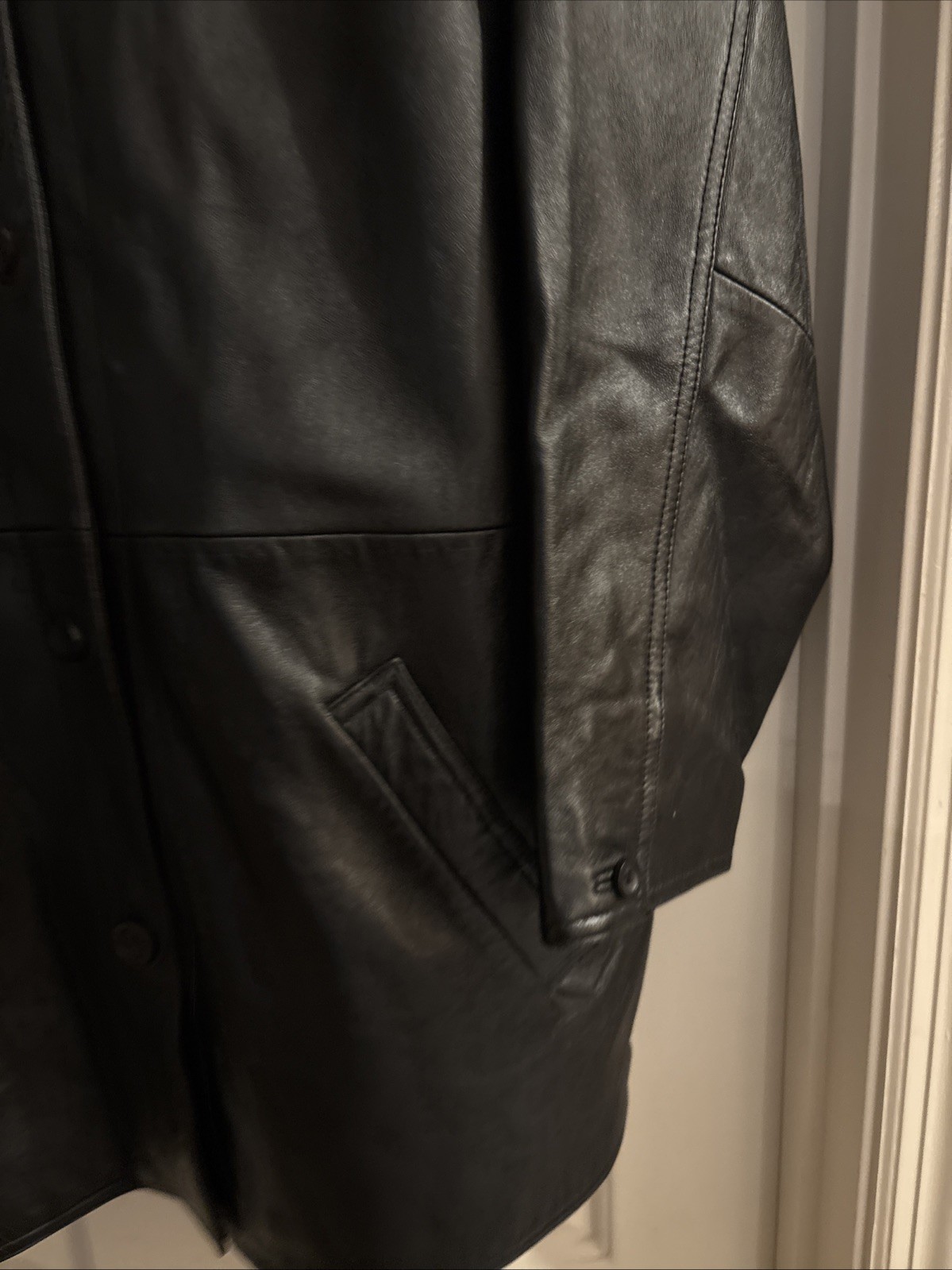 Centigrade Leather Button Jacket Soft Black Lined… - image 6