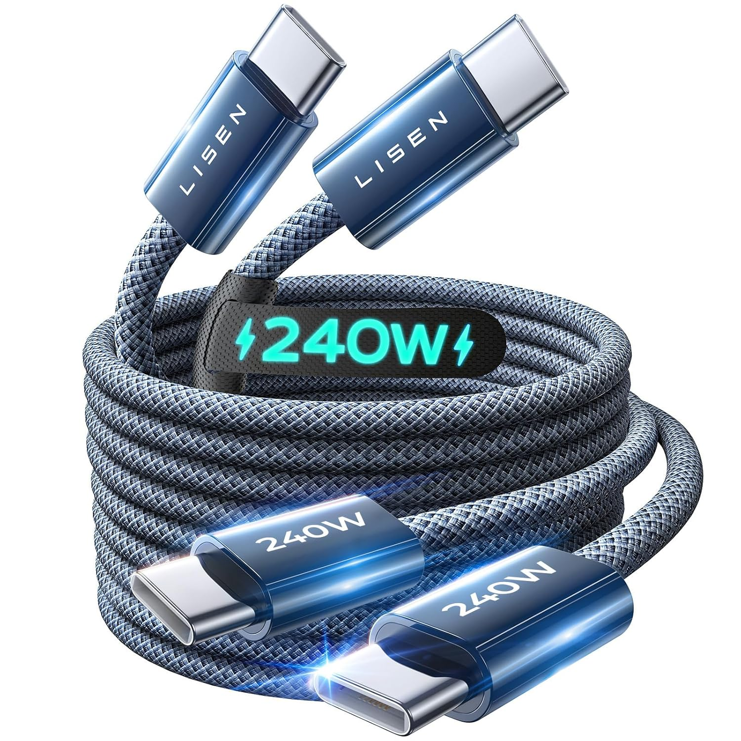 Lisen 240W USBC to USBC Cable [2-Pack 2M] C to C Charger Cable Fast Charge