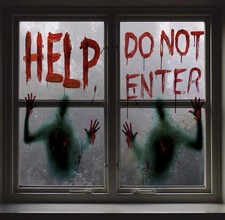 2 Stück Halloween Giant Bloody Window Poster für Party Dekoration Creepy Haunted