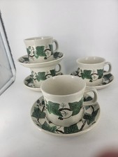4 Sets Wedgwood Napoleon Ivy Demitasse 6oz Cup  Saucer Queen's Ware England