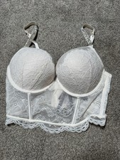 white Victoria's Secret Shine Strap Lace Corset Bra Top 36C