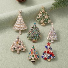 Vintage Crystal Baroque Christmas Tree Brooch Pin Jewelry Gift Accessories Vintage Crystal Baroque Christmas Tree Brooch Pin Jewelry Gift Accessories
