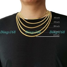 Designer Inspired Yellow Gold Filled 16inch 2mm Flat Snake Choker Chain Necklace