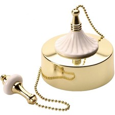 Bathroom Ceiling Light Pull Switch Polished Brass/White Decorative FPK1-WH-39