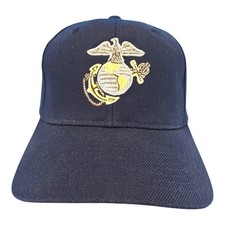 USMC United States Marine Corps EGA Hat Cap Blue Gold Eagle Globe Anchor...