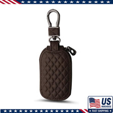 Leather Car Key Fob Case Zipper And Metal Hook Coffee Microfiber Lining Shock Leather Car Key Fob Case Zipper And Metal Hook Coffee Microfiber Lining Shock