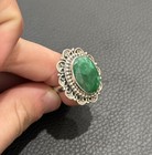 Emerald Filigree Ring Sterling Silver Vintage Beautiful Green Must see — photo 2