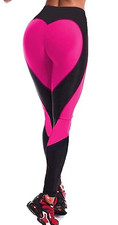 Women's Heart Shape Butt Leggings Black Pink Red High Waist Athletic Yoga Pants