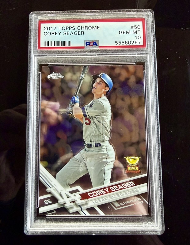 Topps 2017 Chrome Corey Seager Los Angeles Dodgers #50 PSA 10 Gold Rookie Cup