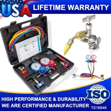 3Way Air AC Manifold Gauge Set Freon HVAC A/C Diagnostic Refrigerant W/ 5ft Hose