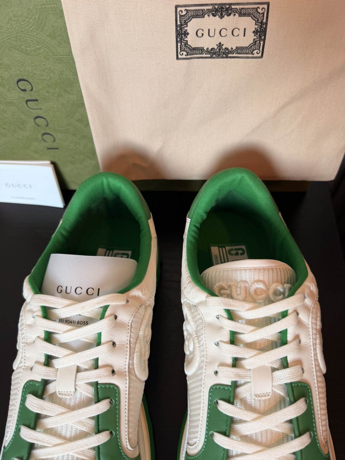 RRP £750 Gucci MAC80 trainers UK 9.5 (43.5) off White Green /dirty effect image 9