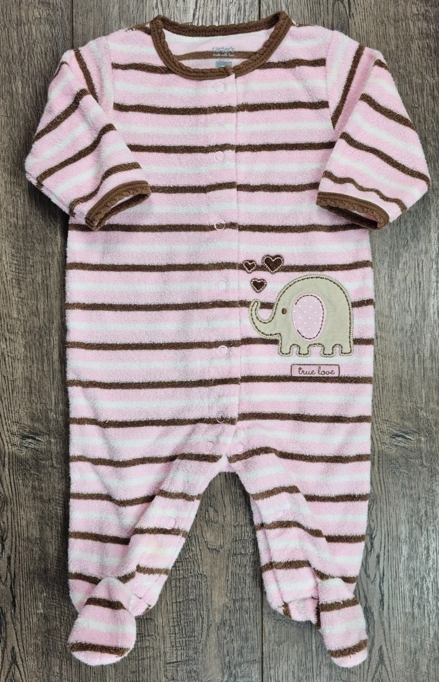 Baby Girl Clothes Vintage Carter's 3 Month True Love Elephant Terry Cloth Outfit