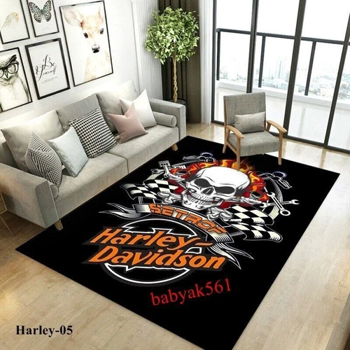 2026 Retro Motorrad Harley SKUll Racing Teppich Fußmatte Wohnzimmer Schlafzimmer - Bild 26 von 35