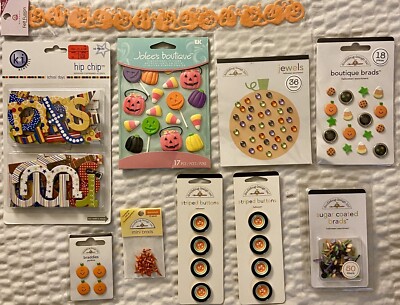 Lot Of Halloween Themed Stickers, Brads, Buttons, Etc Jolee s Boutique Doodlebug