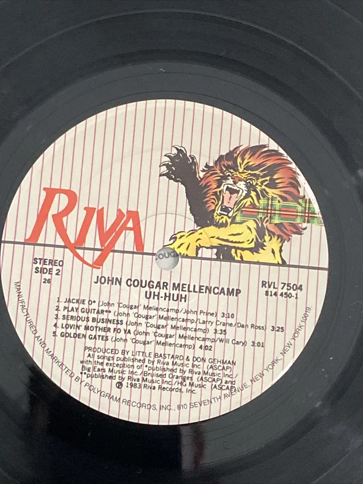 JOHN COUGAR MELLENCAMP Uh-Huh VINYL Shrink Hype Sticker Excellent - Image 3 of 4