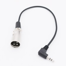 1x XLR 3 Pin Male To Right Angle 3.5mm 1/8" TRS Stereo Male Microphone Cable 1Ft