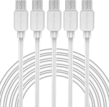 Micro USB Cable Android Charger,  (5-Pack, 6FT) Long Charger USB H