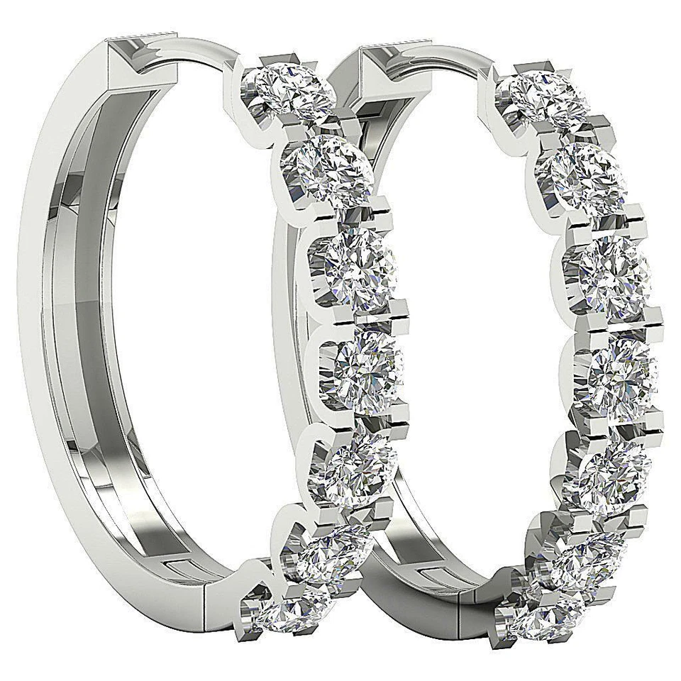 I1 G Hoops Earrings Prong 1.10 Ct Natural Diamond 14K Yellow Gold 0.90 Inch - Image 4 of 4