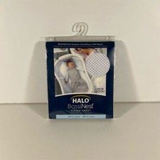 HALO BassiNest Fitted Sheet 100 Cotton Nautical Net Design Cream/Gray