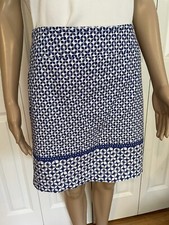 Talbots 2 Blue White Contrast Floral Lined Straight Skirt
