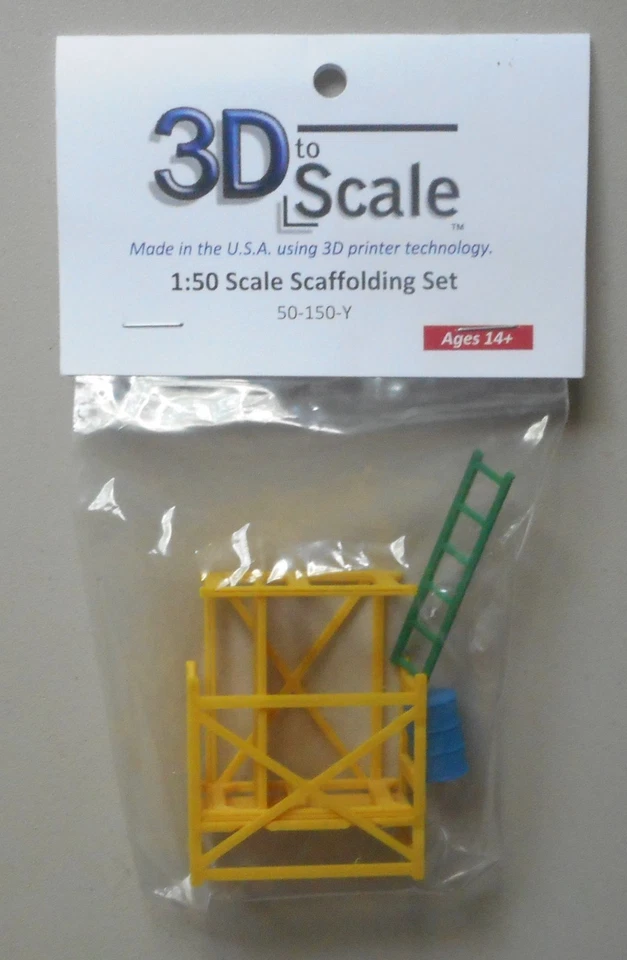 1:50 YELLOW SCAFFOLDING SET BARREL LADDER PLASTIC 3D TO SCALE DIORAMA PART - Image 2 of 2