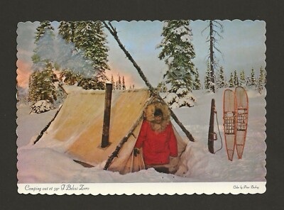 Arctic Alaskan Winter Vintage Postcard Camping Out At 59 Degrees F Below Zero