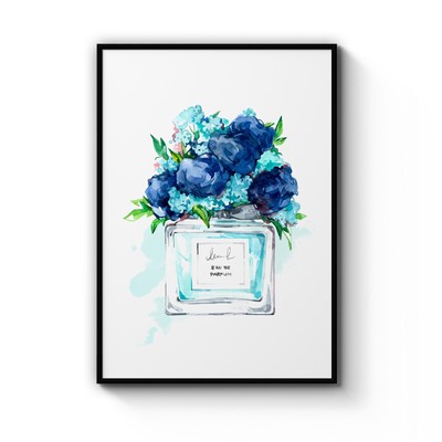 Blue Hydrangea Flowers Perfume Glamour Fashion Print Art Poster Framed Ebay
