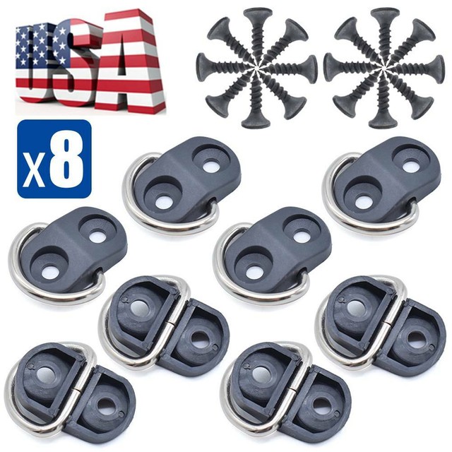 8PC Rear Trunk Luggage Boot Cargo Clips Screws Floor Net Tie Down Hook