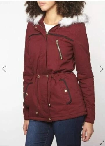 Dorothy Perkins Tall Burgundy Short Parka Coat UK 6 EU 34 RRP £59 LN9 WW 11 - Picture 1 of 5
