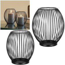 2x Metall Kerzen-Halter Korb-Design Kerzenständer Laterne groß für Stumpenkerze