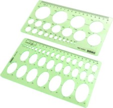 Pack of 2 Circle and Oval Template Measuring Templates Ruler for Office and Scho