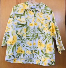Alfred Dunner women s size 14 button up yellow white flower blazer jacket