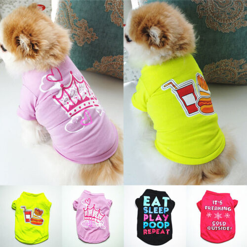 Varios Cachorro Perro Gato Mascota Ropa Vestido Chaleco Camiseta Chihuahua < - Picture 1 of 16