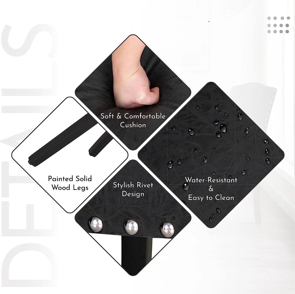 Juego de 2 sillas de comedor de terciopelo acolchado con patas de madera sillón cocina moderno Foto 3 de 4