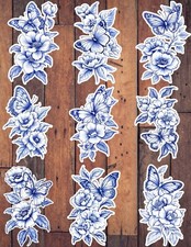 Blue and White Butterfly Die Cut Stickers Set Scrapbooking Laptop Waterbottle