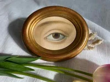 Small Oil painting, Lovers Eye, miniature vintage eye, Victorian Home Decor