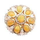 925 Sterling Silver Vintage Ring Gold Plated Fire Opal & Sapphire  Sz 5  RG32766