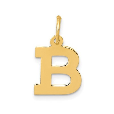 14k Yellow Gold Small Block Initial B Charm