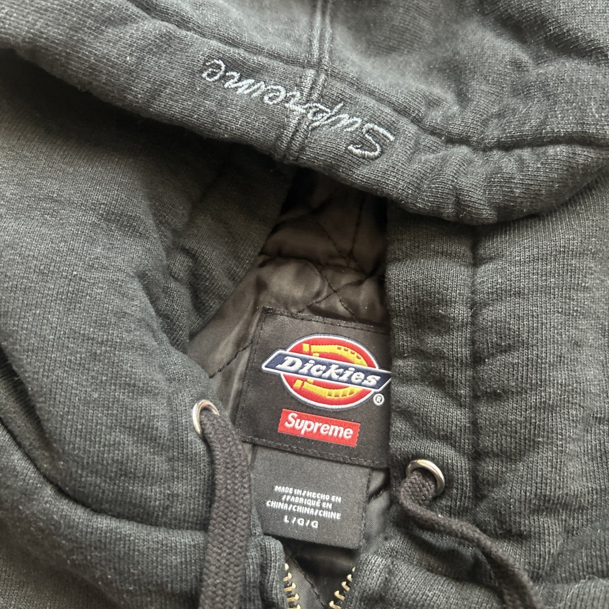 Supreme x Dickies Quilted Lined Zip Up Hoodie w/free hat - Black 